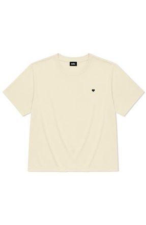 Dalix Lil Heart Relaxed Midweight Jersey Tee in Butter at Nordstrom, Size Xx-Large