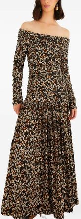 Farm Rio Off-shoulder maxi-jurk met bloemenprint - Zwart