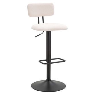 Dmora Taburete Mirea, Ajustable, Con Respaldo, Acolchado, 41x48x85h Cm Blanco Crema