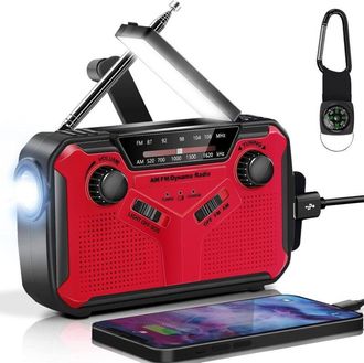 OEM Radio Solar Port&aacute;til De Emergencia Meteorol&oacute;gica De 2500 Mah Con Manivela, Radio Am Fm Con Dinamo, Carga De Tel&eacute;fono Con Luz Led, Alarma Sos, Cable Us