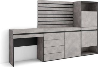 Skraut Home Zapatero efecto madera cemento 237x35x145cm