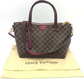 Louis Vuitton Brown Damier Canvas Fuchsia Damier Canvas Handbag Shoulder Bag Tote Bag (Pre-Owned)