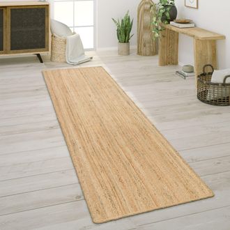 Paco Home Paco Home Alfombra Sal&oacute;n Fibras Naturales Yute Hecha A Mano Motivo Moderno Abstracto 80x250 Cm, Naturaleza 2