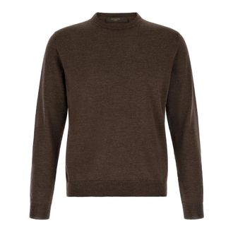 Zanone Truien & Vesten, Heren, Bruin, M, Wol, Giro Ronde Hals Trui