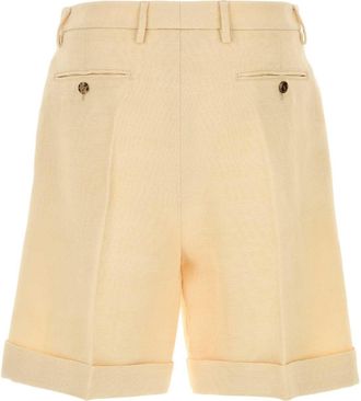 Valentino Garavani Mens Cream Jute Bermuda Shorts Burro Exterior: Viscose Silk