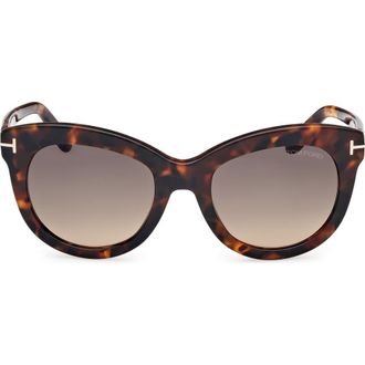 Tom Ford Odette 53mm Butterfly Sunglasses in Dark Havana /Gradient Brown at Nordstrom Rack