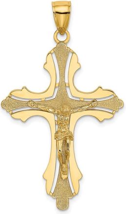 Diamond2Deal 14k Yellow Gold Textured Cut-Out Crucifix with Budded Tips Charm Pendant