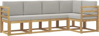 vidaXL Conjunto De Sof&aacute;s De Exterior 5 Uds. Blanco Y Gris Claro Vidaxl