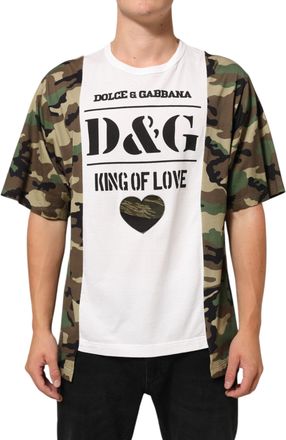 Dolce & Gabbana White Logo Camouflage Crew Neck Men Mens T-shirt