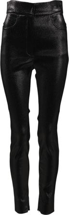 Dolce & Gabbana Womens Black Cotton Stretch Lurex Thread Skinny Pants