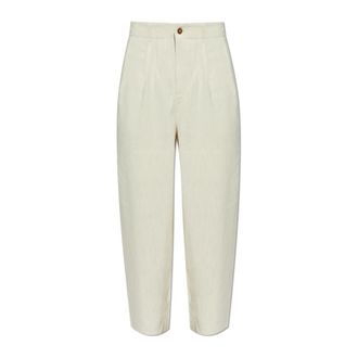 Maison Kitsun&eacute; Suit Trousers, male, Beige, Size: XL Tailored Pleated Pants