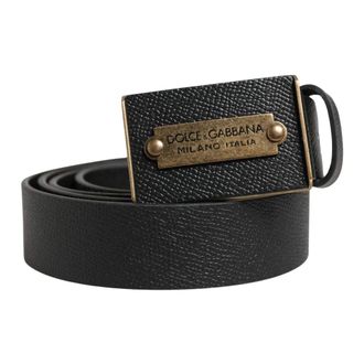 Dolce & Gabbana Belts, male, Black, Size: ONE SIZE Calf Leather Metal Buckle Belt