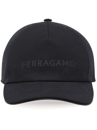 Ferragamo logo-appliqué baseball cap - men - Cotton/Leather - One Size - Black