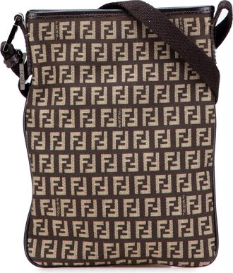 Fendi Pre-owned Womens Ff Logo Crossbody Bag - Tan Textile - One Size