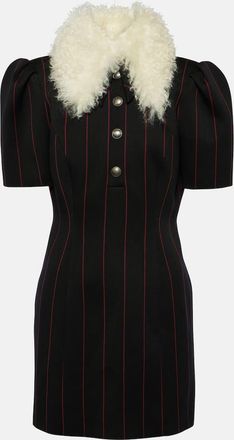 Alessandra Rich Pinstripe collared wool-blend minidress