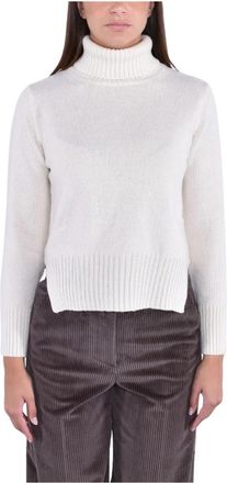 KANGRA Wollen Coltrui met Splitzoom - Dames - Coltruien - Beige - M - Wol - Truien & Vesten