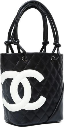 Chanel 2003-2004 Cambon gewatteerde shopper met logo - Zwart