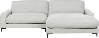 Beliani Beliani - Modern Left Hand Fabric Corner Sofa Chenille Finished Back Black Metal Legs Light Grey Maloy
