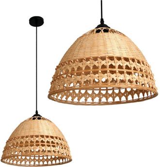 OEM L&aacute;mpara De Bamb&uacute; Bohemia Con Pantalla Trenzada 1xe27
