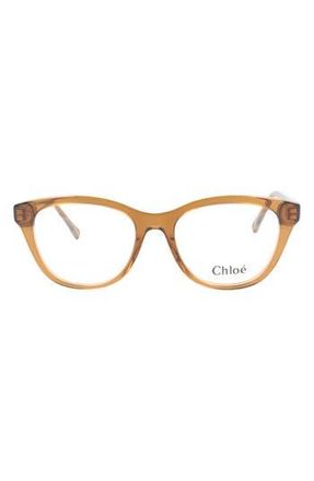 Chlo&eacute; Core 51mm Cat Eye Optical Glasses in Brown Brown at Nordstrom Rack