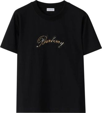 Burberry Katoenen T-shirt met logo - Zwart
