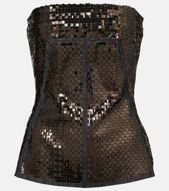 Rick Owens Sequined denim bustier top