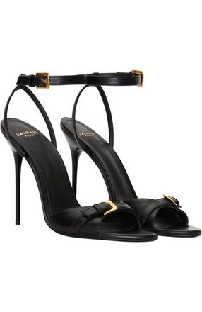 Balmain Anthem smooth leather sandals in Black at Nordstrom, Size 38