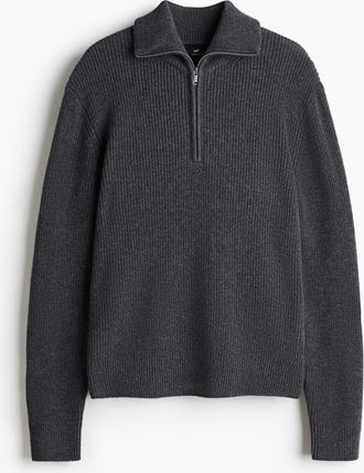 H&M Polopullover mit Zipper in Regular Fit - Grau