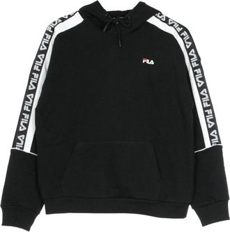 Fila Hoodies, female, Black, Size: L Lightweight Hooded Sweatshirt in Black/White