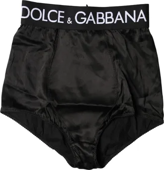 Dolce & Gabbana Black Logo Girdle High Waist Panty Womens Underwear