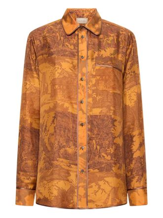 Pierre-Louis Mascia long-sleeve silk shirt - unisex - Silk - S - Brown