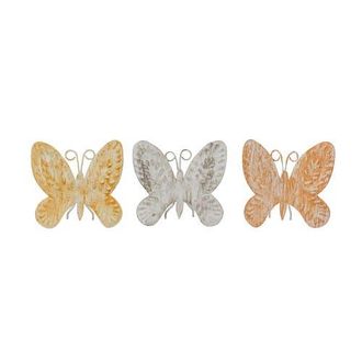 Foreside Home And Garden Set of 3 Distressed Butterfly Figures Metal in Yellow at Nordstrom