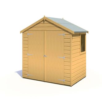 Shires Bute Shiplap Apex 6x4 Dip Treated Garden Shed Double Door with Window in Brown