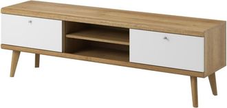 AKL FURNITURE Mueble para TV efecto madera Crema y Blanco