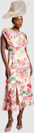 Coast Floral Chiffon Midi Dress in Ivory at Nordstrom, Size 10