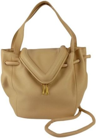Bottega Veneta Beige Leather Handbag Shoulder Bag Tote Bag (Pre-Owned)