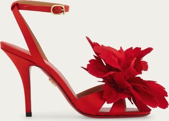 Ferragamo Women Flower embellished high heel sandal Red Size 10.5