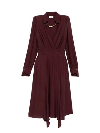 パーティードレス ELISABETTA FRANCHI Crepe dress with contrasting belt Elisabetta Franchi Crepe Dress With Contrasting Belt from