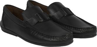 Desa Man Slip-Ons - Leather Upper, Textile Lining, Flat Heel, No Closure, Breathable | Black - 43
