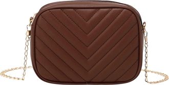 Generic Women Messenger Bag Fashion Stripe Chain Shoulder Bag Purse Practical Bags Channel for Women (Coffee, One Size)