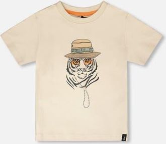 Deux par Deux Organic Cotton Graphic Print Short Sleeve T-Shirt in Off White at Nordstrom, Size 18M