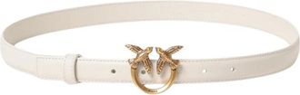 Pinko Elegant Love Birds Leather Belt - female - PINKO - Belts - White - XS - Accessories