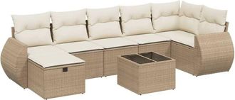 vidaXL Vidaxl - Juego De Sof&aacute;s De Jard&iacute;n Con Cojines Beige 8 Pzas Rat&aacute;n Pe