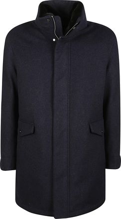 Montecore Black High Collar Virgin Wool Down Coat