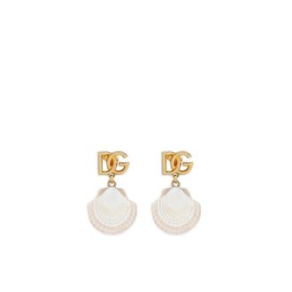 Dolce & Gabbana Earrings, female, Yellow, Size: ONE SIZE Golden Bijoux Shells Pin Closure