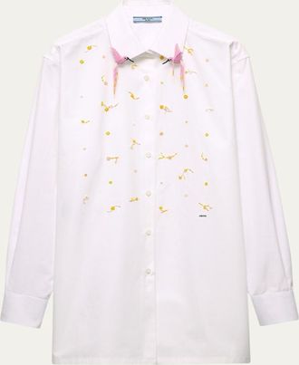 Prada Embellished Cotton Button-Down Shirt