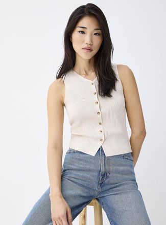 Twik Womens Buttoned rib-knit vest