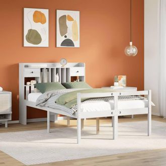 Berkfield Home Bookcase Bed without Mattress White 135x190 cm Doouble Solid Wood Pine