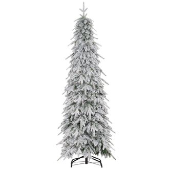 HOMCOM 6ft Flocked Pencil Christmas Tree With Auto Open - Steel Base | TJ Hughes