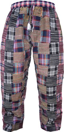 Gheri Mens Cotton Thick Patchwork Elastic Drawstring Loose Trousers Winter Pants X-Large